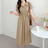 Toloer Chic Summer Age Reduction Retro Niche French Design Sense Temperament Casual Lace Waist Show Thin Dress-Outfit