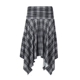 Toloer Style Grain Contrast Color Irregular Girl Skirt Retro Low Waist Versatile Show Thin Casual Long Skirt-Outfit