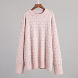 Collar Honey Sweater 2024 New Loose Temperament Versatile Plaid Head Round Collar Sweater-Outfit