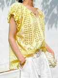 T-Shirt Holiday Style Embroidered Top Short Sleeve Summer French Design Sense South Oil Women's Lace Shirt