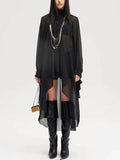 Women's Chiffon Dress 2025 Autumn Dress With Long Sleeves And Leafs Relaxing Long