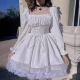 Summer New Bubble Sleeve Princess Dress Chest Lace Dress Sweet Style Bag Hip Skirt Woman-Outfit