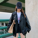 Men's Coat Leather Jacket Couple Dress Spring And Autumn Trend Handsome Loose Large-Size Locomotive Clothes Men And