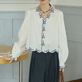 Toloer Temperament Lace Lace V-Neck Shirt Women's Spring 2025 Design Sense Niche Elegant Loose