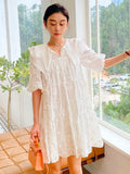 Dress New French Design Three-Dimensional Flower Embroidered White Temperament Gebere Nan Oil Women's Dress