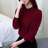 Mujer De Moda 2021 Blouse Women Stand Collar Office Blouse For Women Long Sleeve Chiffon Blouse Shirt Women Blouses