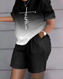 Independent Station Spring And Summer Fashion Positioning Printing Short-Sleeved 2-Piece Set Of Women-Outfit