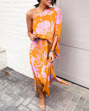 Independent Station Sexy And Fashionable Style Oblique Shoulder Single-Sleeved Dress-Outfit