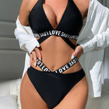 Sex Lingerie Sexy Women's Hollow Hanging Neck Bra Underwear Letter Sex