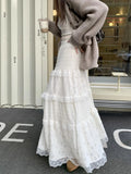 Fairy Lace Patchwork Maxi Skirt-Outfit