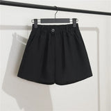 Toloer White Suit Shorts Female Black Summer Thin 2024 New Loose High-Waist A-Line Casual Wide-Leg Hot Pants-Outfit