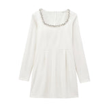 Women's Autumn And Winter New Diamond-Sleeved French Waist-Sleeved Velvet Mini