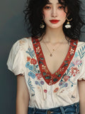 V-Necked Lace Shirt For Women In Summer 2024, The New Popular Style Loose Temperament Niche French Thin Blouse-Outfit