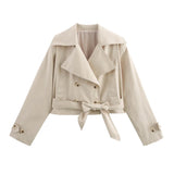 Tie With Long-Sleeved Wind Coat Jacket 2025 New Products In The Spring And
