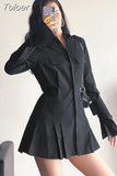 Casual Dress Shirt Women Elegant Turn-down Collar Long Sleeve High Waist Basic White Mini Dress Sexy Outfits for