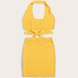 Women's Sexy Bare Back Sling Vest Shirt Fashion Ass Half-Dress Skirt Suit