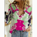 Map Straight Type Printed Long-sleeved Women's