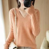 Toloer Out Makes Bottom Unlined Upper Garment Female Autumn Dong New Style Sweater Inside Jacket Long Sleeve Sets Foreign Style Slim V Gets Sweater Female-Outfit