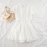 Women Dot Chiffon Rompers short sleeves Korean beach overalls bohemian loose casual summer wide leg pants
