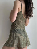 Backless Printed Slip Mini Dress-Outfit