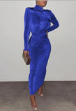 Winter Elegant High Neck Long Sleeve Long Maxi