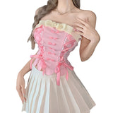 Toloer Women's Summer 2023 New Breast Bump Color Sleeveless Band Crop Small Vest Women-Outfit