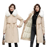 Detachable Cotton-Padded Clothes To Overcome The Female Winter 2024 New Live Live Face Long Over The Knee Thick Cotton Clothes-Outfit