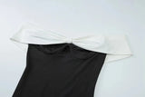 Black Off-shoulder Bodycon Contrast Mini Dress-Outfit
