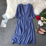 Spring New V Neck Summer Midi Long Dress Vestido De Festa Evening Party Bandage Women Casual Elegant High Waist