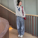 Number Printed One Shoulder Loose Sweatshirt-Outfit