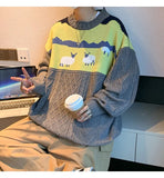 2022 Harajuku Knitted Sweaters Cartoon Sheep Pullovers Men Hip Hop Streetwear Sweater Male Autumn Winter Loose