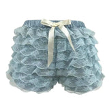 Women's Kawaii Y2K Summer Casual Shorts Ruffled Floral Lace Elastic Waist Short Pants for Beach Nightclub Streetwear-Outfit