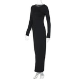 Black Asymmetrical Long Sleeve High Slit Top-Outfit