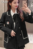 All-match High-waist Pleated Skirt Long Sleeve Lapel Blazer A-Line Elegant Shirt Clothes Preppy Style