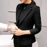 Spring And Autumn New Chic Professional Suit Long-Sleeved Korean Version Slim And Slim Small Suit Jacket Women's Short Style-Outfit