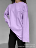Spring Autumn New Pure Cotton Long-Sleeved T-Shirt Women Hand-Wearing Loose Blouse Hot