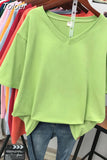 100% Cotton M-6XL T Shirt Solid V Neck Tshirt Short Sleeve Women's Top Basic Summer Couple Oversized T