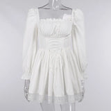 Summer New Bubble Sleeve Princess Dress Chest Lace Dress Sweet Style Bag Hip Skirt Woman-Outfit