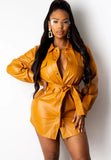 Formal Leather Blouse Dress with Matching