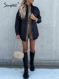 Simplee Oversize geometric printed winter quilted coats for women Casual soft down jacket female 2021 Fashion army green