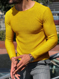 Toloer Men's Casual Round Neck Sweater Solid Color Slim Long Sleeve Knit Jumper Men's