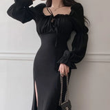 Toloer Chic Summer New Show Thin Temperament French Grandiflorum Tea Break Dress With Slit Dress-Outfit