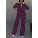 New Autumn And Winter Women's Casual Zipper Jacket Wide Leg Pants Fashion