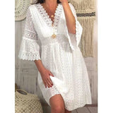 Lace Dress In Spring 2025 V-Neck Lace Sleeve