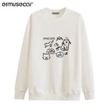 Toloer Cotton Cotton Composite Milk Silk 350G) Autumn And Winter New Cat Print Loose Hooded