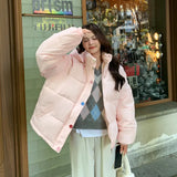 Small Pink Cotton-Padded Jacket Cotton-Padded Jacket Women's Winter 2024 New Thickening Pike Cotton-Padded Jacket Cotton-Padded Jacket-Outfit
