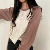 Raglan Contrast Color Long Sleeve Tee-Outfit