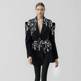 Toloer New Small Suit Jacket Female 2024 Summer High Sense Formal Dress Thin Heavy Industry Suit Jacket Female-Outfit