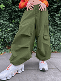 Relaxed Drawstring Low Waist Cargo Pants-Outfit