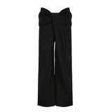 Cloth Forget Not Regular Cross Waist Design Loose Apparent Thin Leg Pants Teen Temperament Casual